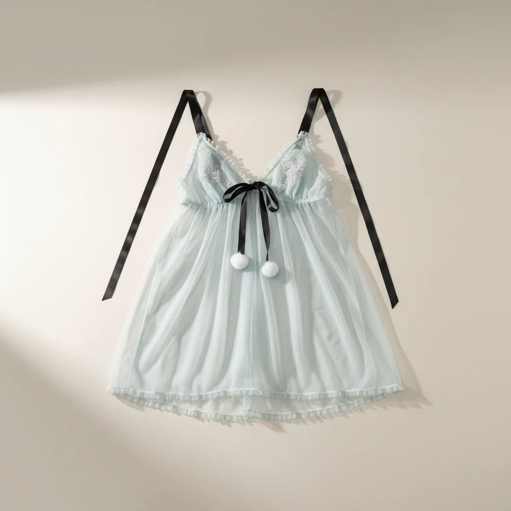 Victoria's Secret Snowflake Embellished Mesh Babydoll - Picture 3 of 5